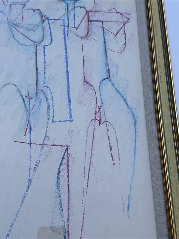 HANS BURKHARDT DRAWING CUBIST CUBISM ABSTRACT EXPRESSIONISM MID CENTURY FAMOUS gallery