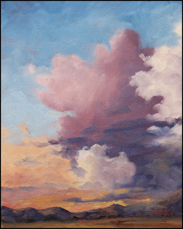 Jeff Love Art 10X8″ Original Oil Painting Southwest Sunset Clouds Landscape NEW