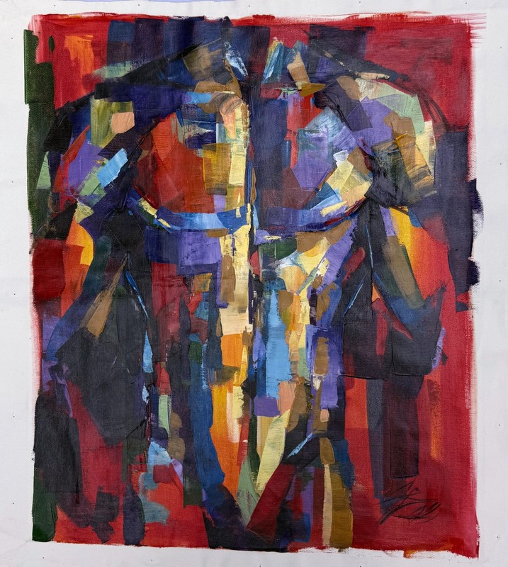 Original Acrylic Painting on Canvas MALE NUDE TORSO – Artist Signed – Bulgaria