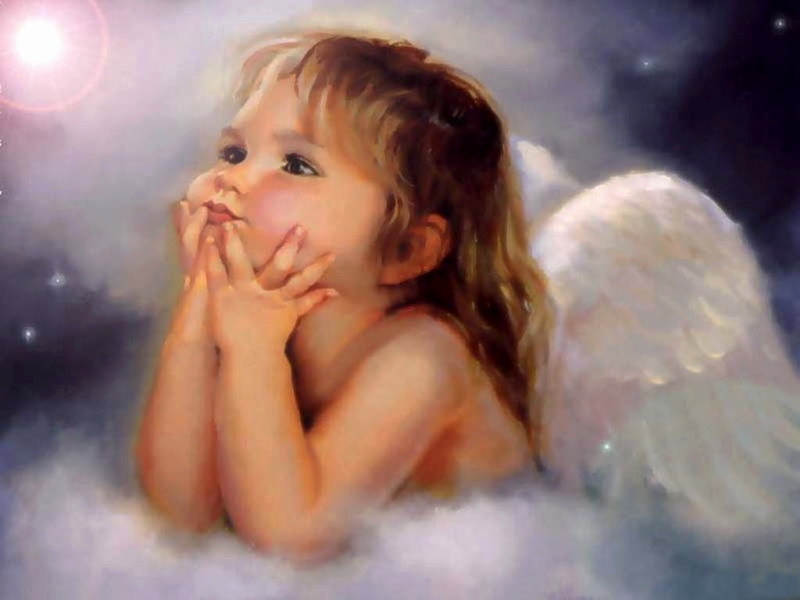 Wall art Canvas Print Oil painting Picture Cute little angel on canvas L038