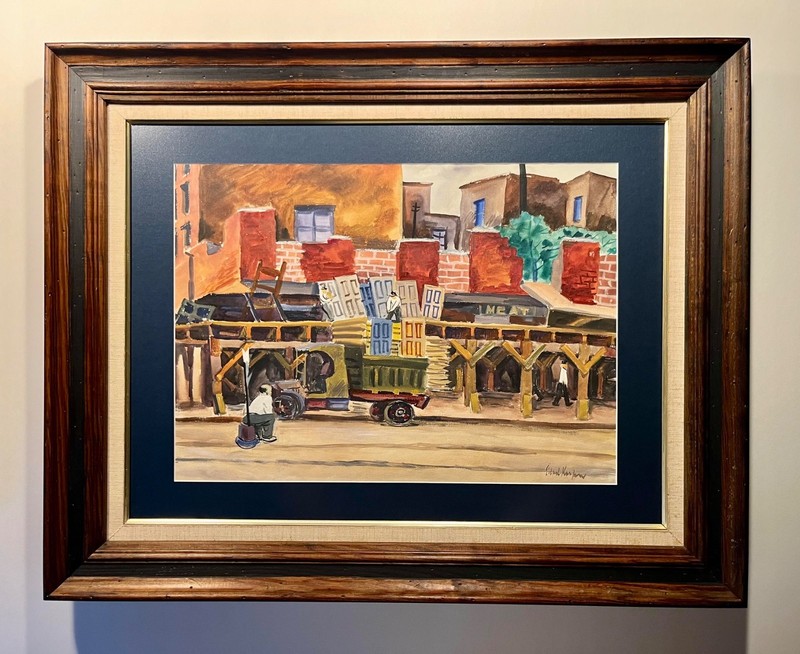 Circa 1930s Edwin Kaufman Original Watercolor NYC Demolition Scene Framed Signed