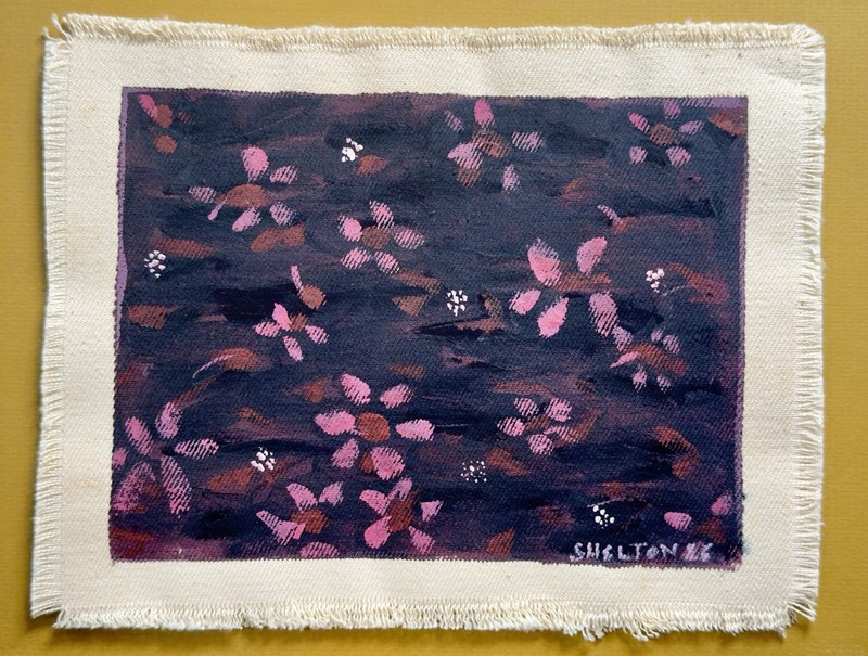 Original Acrylic Painting on Canvas Fabric Floral Abstract Signed 10×8 Art OOAK