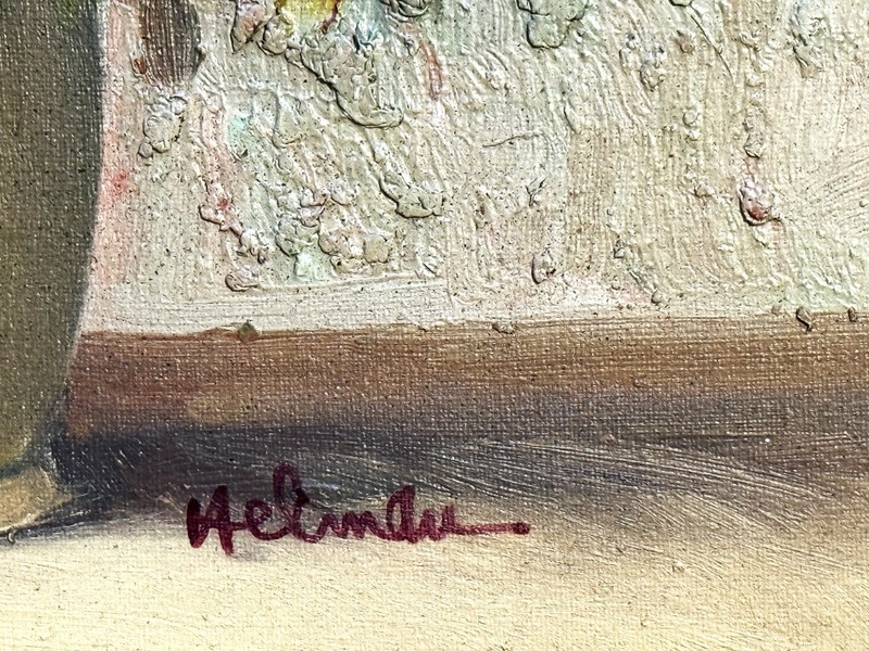 Robert Helman (French), VTG MCM Original Heavy Impasto O/C Still Life, Signed! gallery