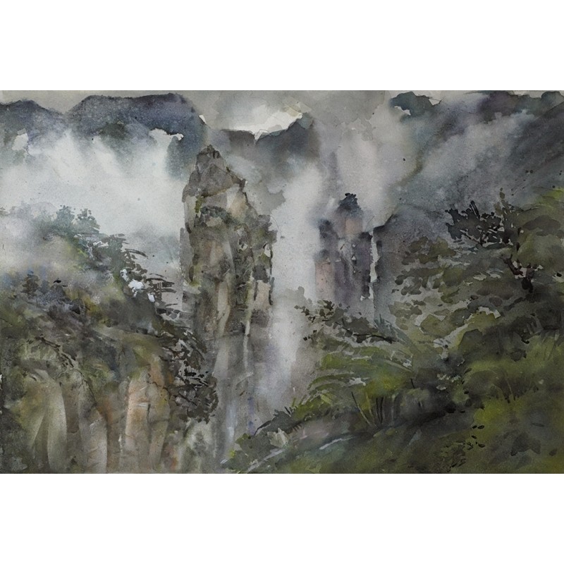 ORIGINAL Painting Impressionism Landscape Wulingyuan II 13.3″x19.2 Piter Ilitzky