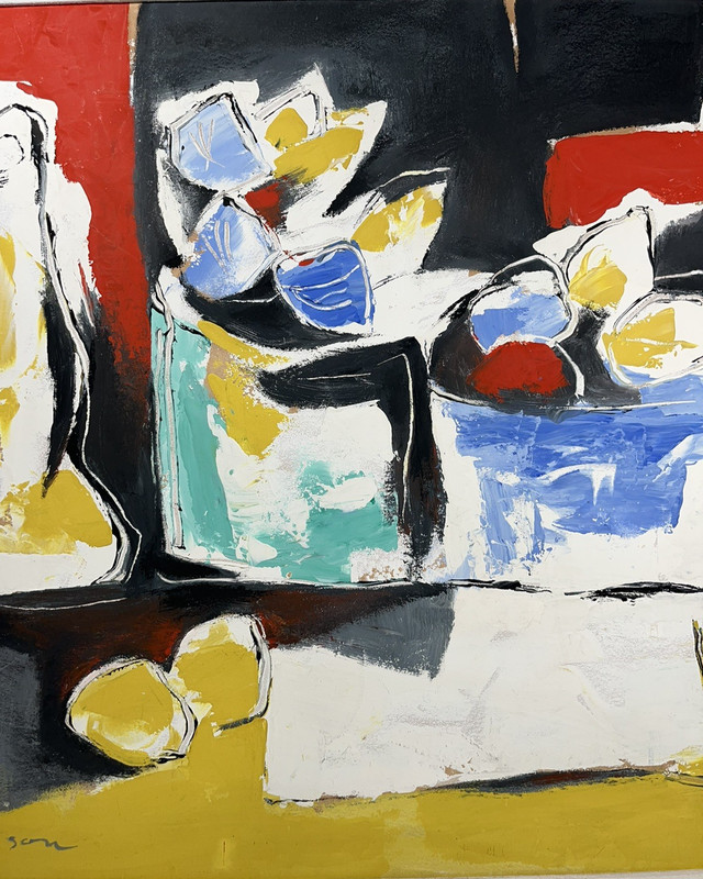JOHN OTTERSON CUBIST MODERNIST ABSTRACT MODERNISM FRUIT STILL LIFE OIL PAINTING gallery