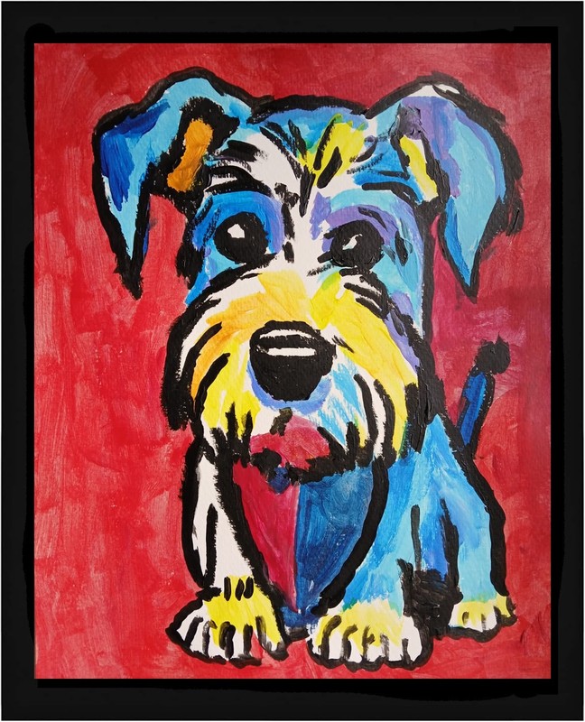 Abstract/Expressionism Cute Pup 11×14 One of a Kind Colorful Street Art Painting