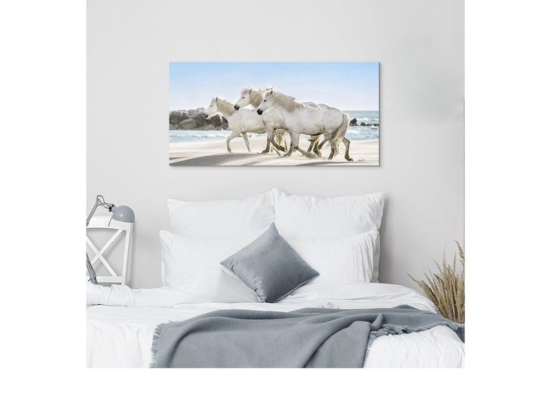 White Horse Wallart 40”x20” On Canvas