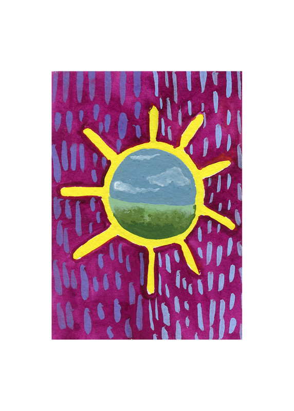 ACEO/ ATC Mixed Media Sun Mountains Portal Watercolor OOAK SaraClaireArt gallery