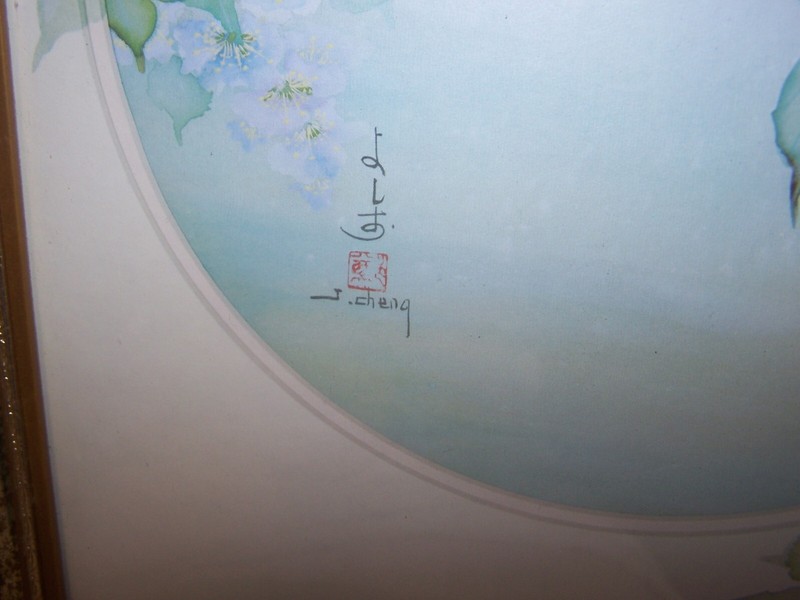 Chinese 20th C. Birds and Floral Silk Painting, Signed 'J. Cheng' gallery
