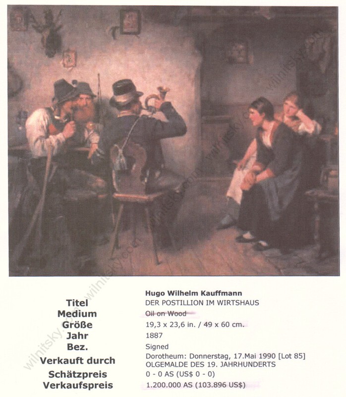 Attributed to Hugo Kauffmann (1844-1915) "Bavarian Tavern Scene" Oil on Panel(m) gallery
