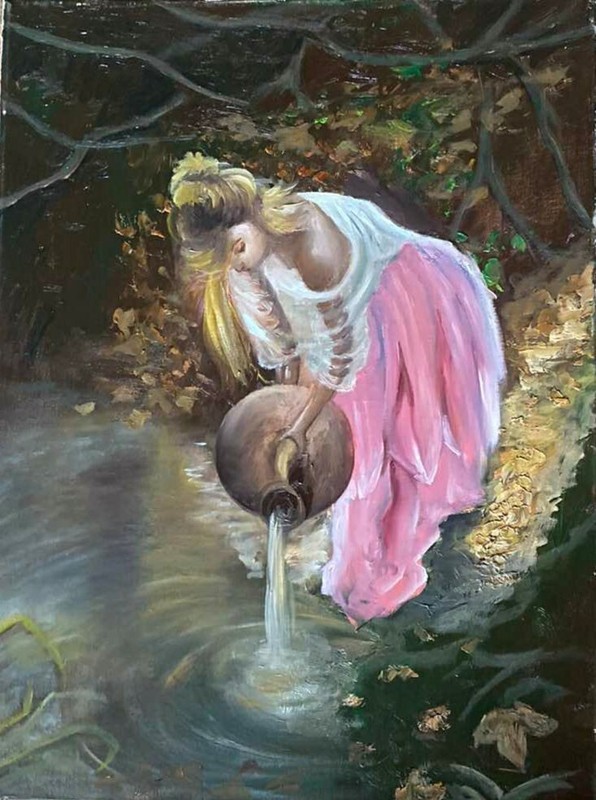 art 94 original painting 40×30 cm PZ oil on canvas woman modern realizm