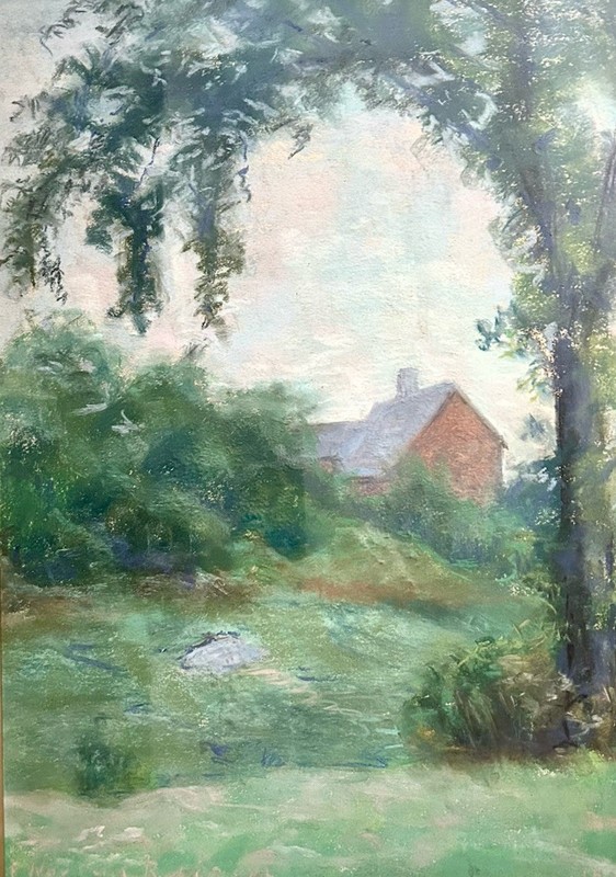 F. Norton Robinson c19 gouache on paper country house Signed 17” x 23”