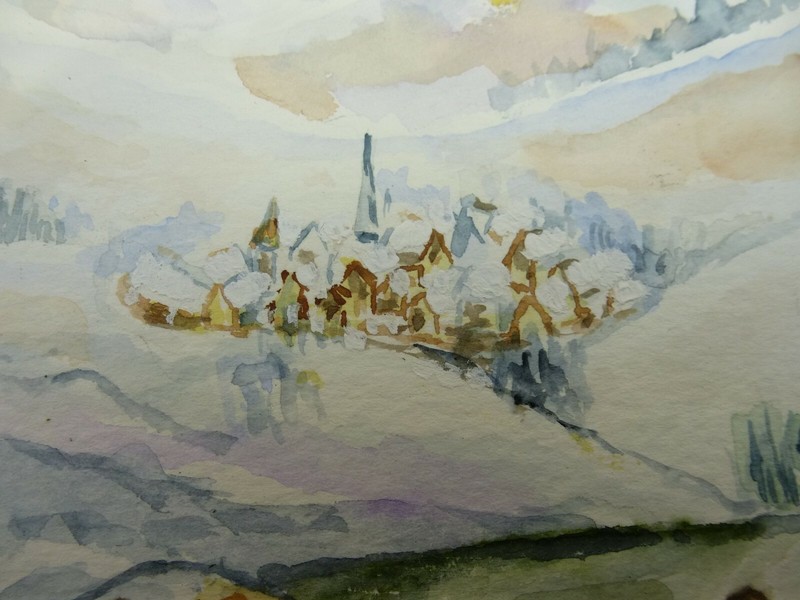 Watercolour "Winter Mountain Landscape" Estate Folder Otto Handrich gallery