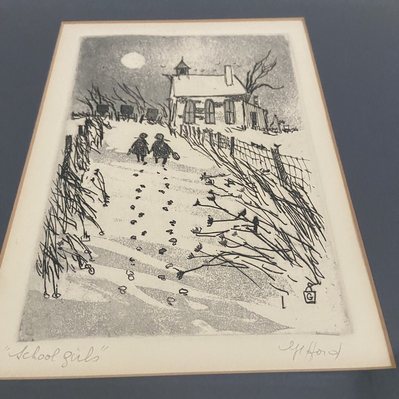 Art Ed Gifford Amish School Girls House and Barn Winter Landscape Ohio Artist gallery