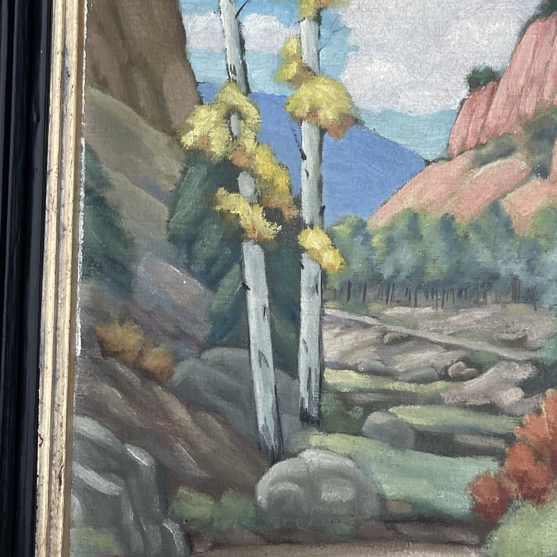 Antique Painting LANDSCAPE LISTED CHARLES BORROWS NEW MEXICO 1939 IMPRESSIONISM gallery