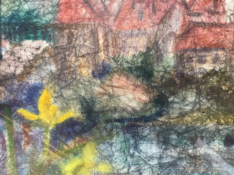 Painting Mischtechnik City At Shore Frame Modern Port North German Baltic Sea gallery