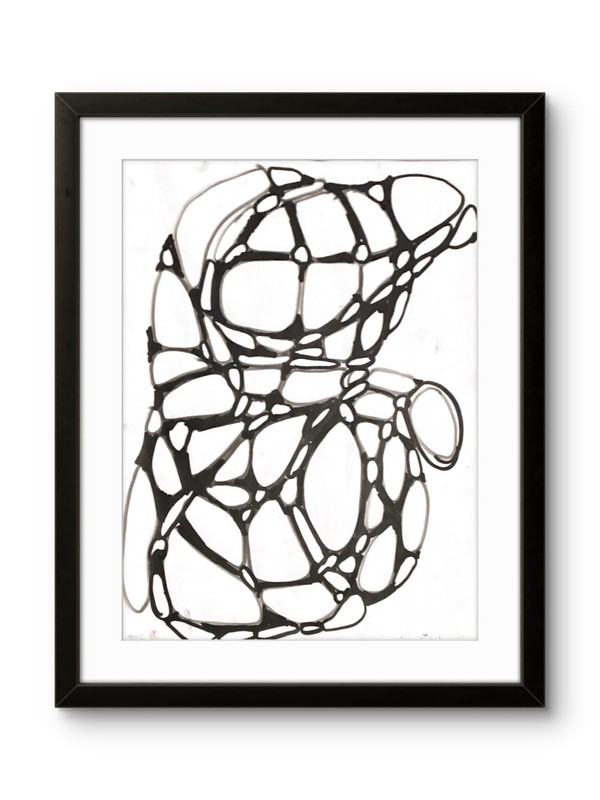 Elegant Abstract Minimalistic Mid Century Modern Black Doodle Art 11×14 on Paper