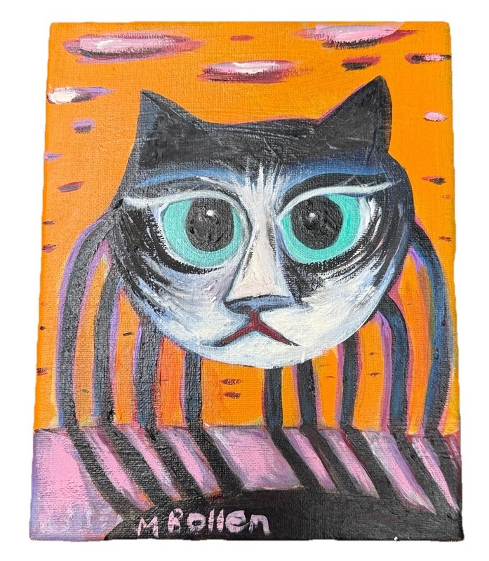 Spider Cat Halloween Original Painting MBollen Spooky Fall Mash Up Modern
