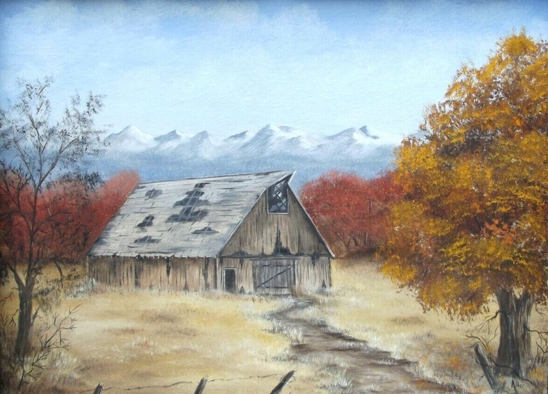 Old Barn in Autumn 18X24″ Oil Painting Alice Howe