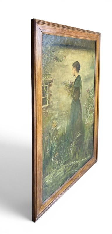 Antique 19th Century Flower Girl Painting | Museum Quality Oil on Canvas gallery