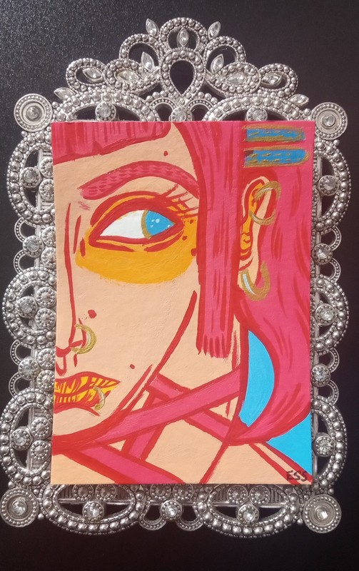 Tiny Art Club OOAK Weird Abstract Painting By ESS22, 3.5 x 2.5 in., Unframed gallery