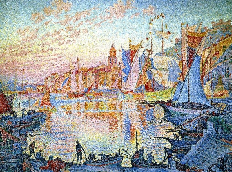 Nice Oil painting Paul-Signac-Saint-Tropez landscape cityscape handmade canvas