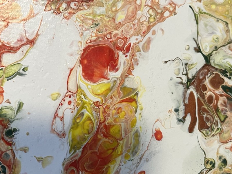 Abstract Acrylic Painting On Canvas Fluid Art 16 X 20 Gold/ Red /Green gallery