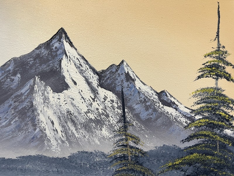 Bob Ross Style Fall Mountain Landscape Oil Painting On Canvas 16x20 inch gallery