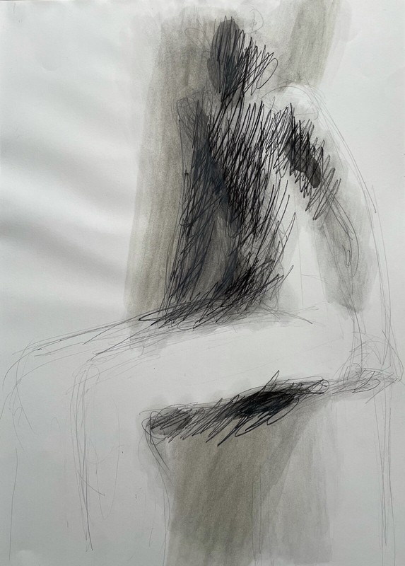MODERN ARTIST ANONYMOUS BERLIN ABSTRACT FIGURE STUDY 45×62.5cm