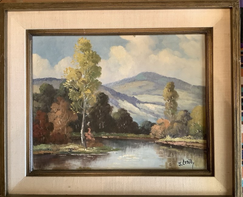 American Impressionist Painting J CRAIG Oil on Canvas Board Framed, 15”X18”