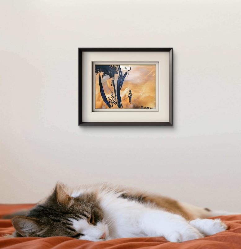 A Journey Original Abstract Figurative Acrylic Painting Paper Art by Basil gallery
