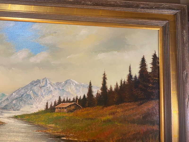 Huge L Duchamp "Landscape With River & Cabin Scene" Oil Painting - Signed/Framed gallery