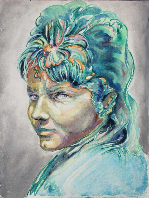 Helmet Magold (1910 – 1989) – Woman Bust Watercolor