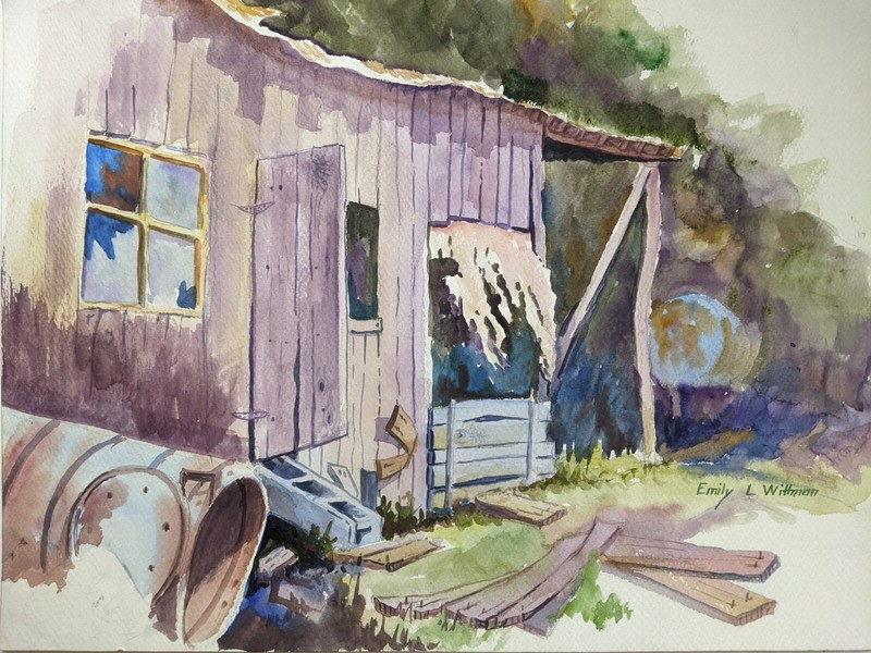 Forgotten Barn/original watercolor painting/20″x15″/Emily L Wittman, artist