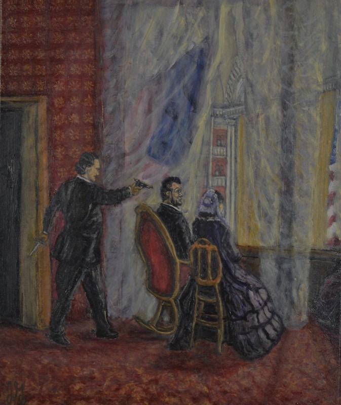 Lincoln Oil Painting 24 x 20 Original JG Artist “The Shot Heard Across America”