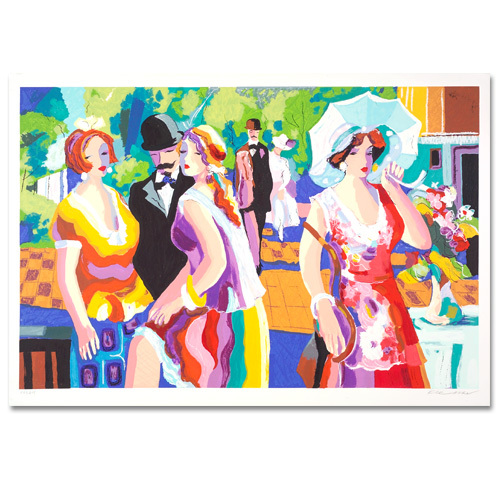 " Strolling " Serigraph on paper by Michael Kerman . S/N