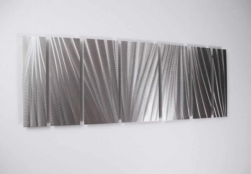 Modern Abstract Metal Wall Art Silver Panels Sculpture Home Decor In / Outdoor gallery