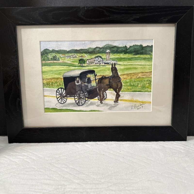 Amish Watercolor Original By R. Bunton Signed 2017