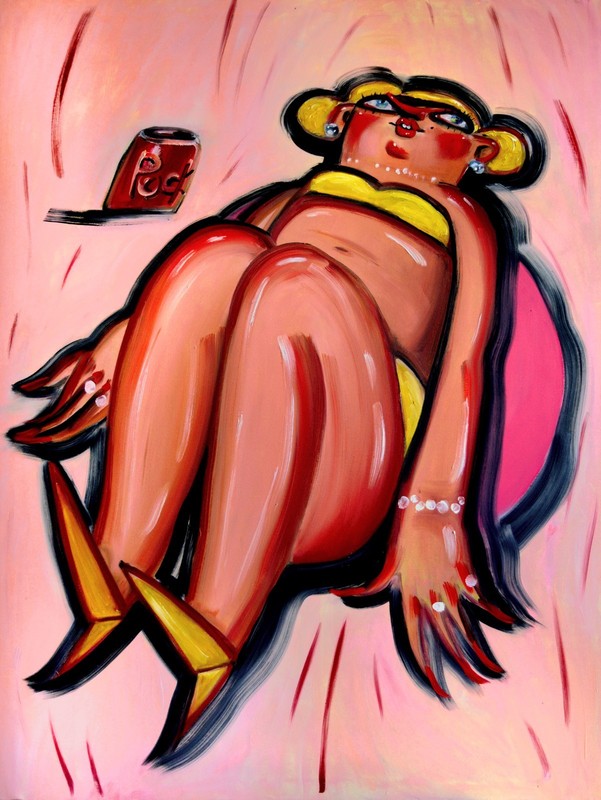Soda Muse. 47,2 x 35,4" Original Hand Painted Oil on Canvas. Signed gallery