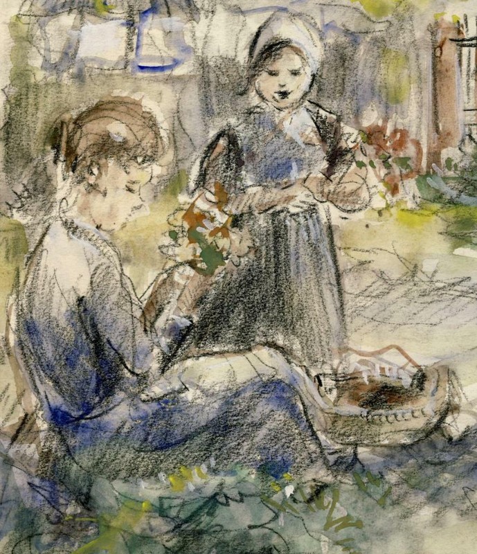 Original Marie Henri Mackenzie Watercolor - In an Amsterdam Park gallery