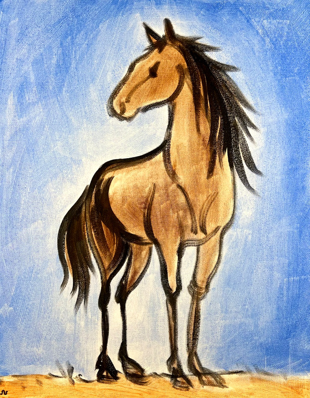 Horse Portrait Painting, Expressive Western Art 11x14 gallery