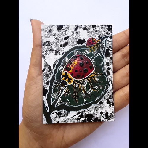 ACEO Original Acrylic New Animals Painting Ladybird Art Card 100% Hand Made OOAK gallery