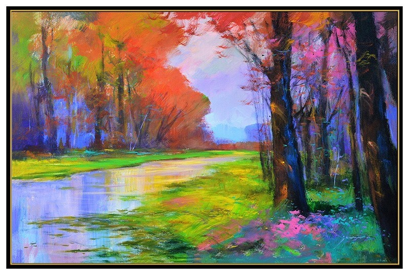Michael Schofield Original Large Oil On Canvas Painting Signed Landscape Artwork gallery