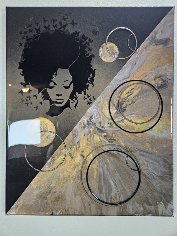 Lg 2pc 16x20 Split Composition Dutch Pour. Resin Coated. Titled, Love My Sister gallery