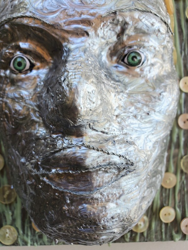 Silver Face Art Painting/Sculpture ORIGINAL 12x12 One of a Kind Anthony Saldivar gallery