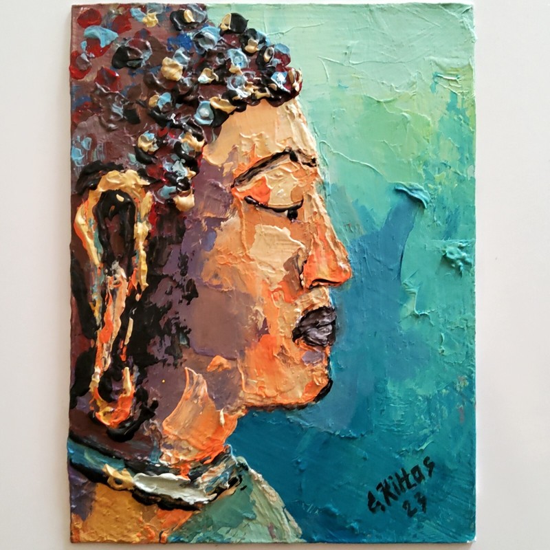 Original Painting Portrait Buddha Religion Buddhism Modern Art Acrylic Hand made