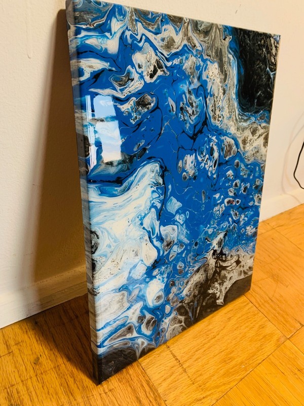 Abstract Blue Painting - Epoxy Finish - 11 x 14 Inches - Original gallery