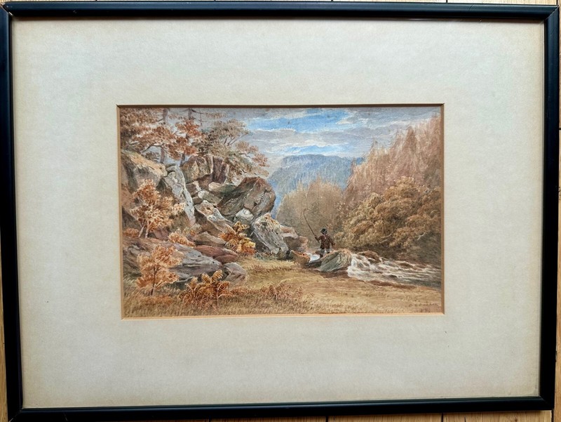 D. E. Cooper Fly Fishing Watercolor – Framed, Original Artwork Fly fishing scene gallery