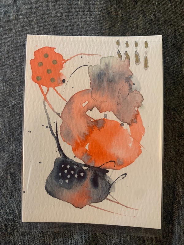 ACEO, OOAK Abstract Expressionist Acrylic Ink Painting by Sheila Squillante