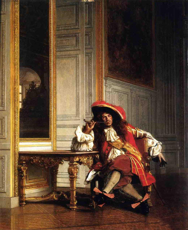 Stunning Oil painting Jean-Leon Gerom male Jean Bart seated smoking canvas 36″